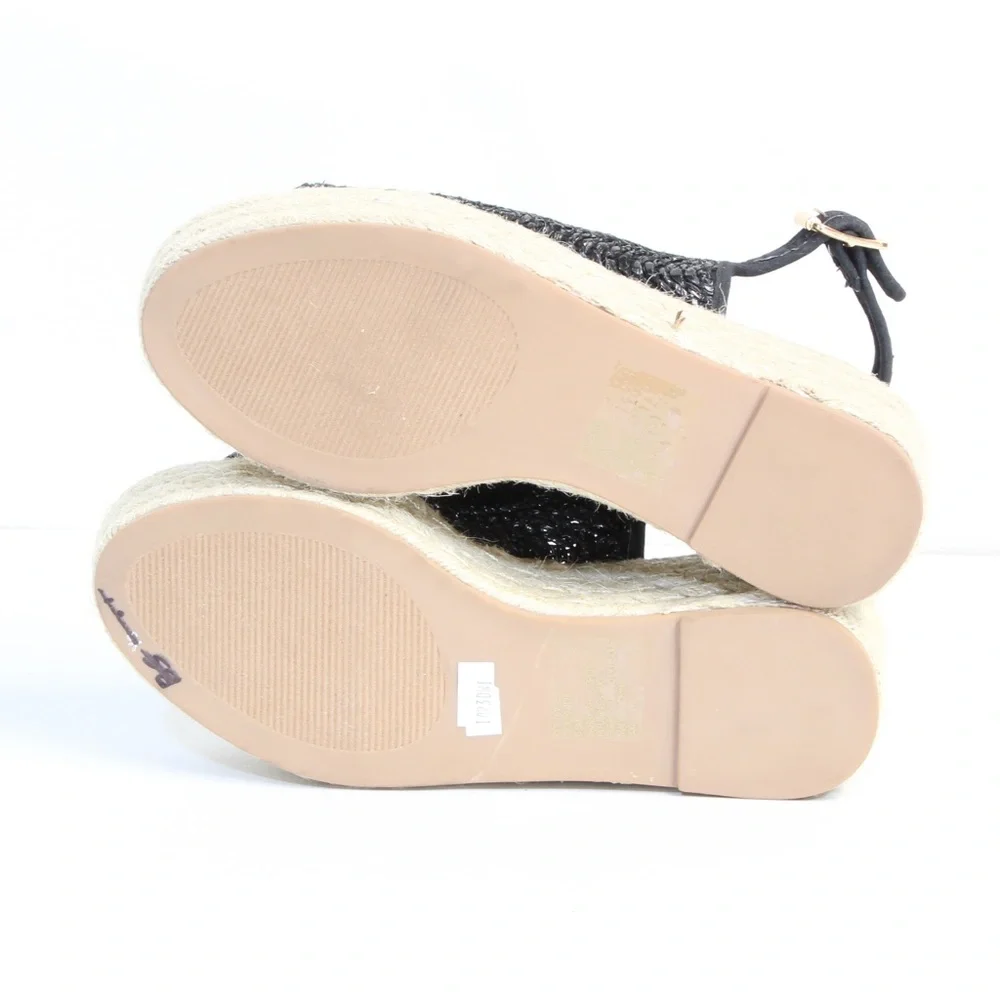 Steven By Steve Madden Black Slingback Buckle Courage Espadrilles Size 5.5